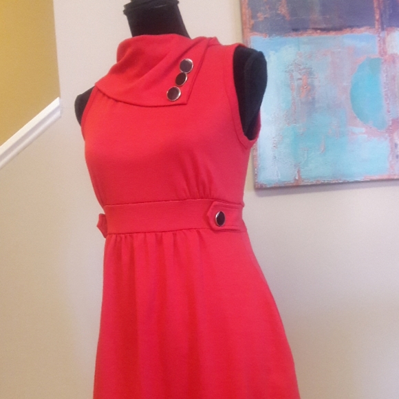 Monteau Los Angeles/ Red/ Sleeveless/ Skater Dress - Picture 3 of 7